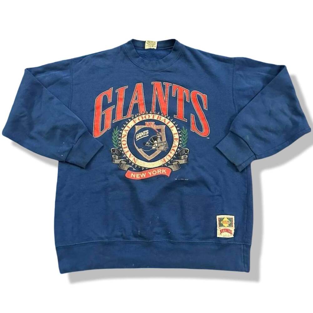 Nutmeg Mills New York Giants Sweatshirt Size L Vintage 90s NFL Blue Crewneck